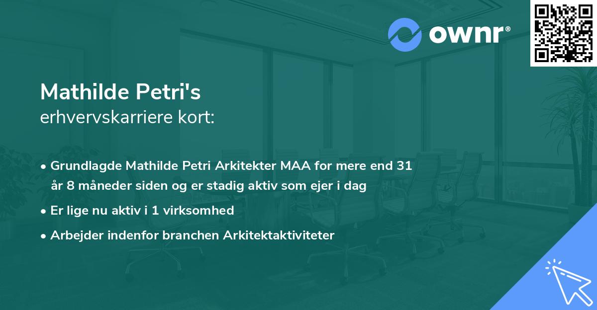 Mathilde Petri's erhvervskarriere kort