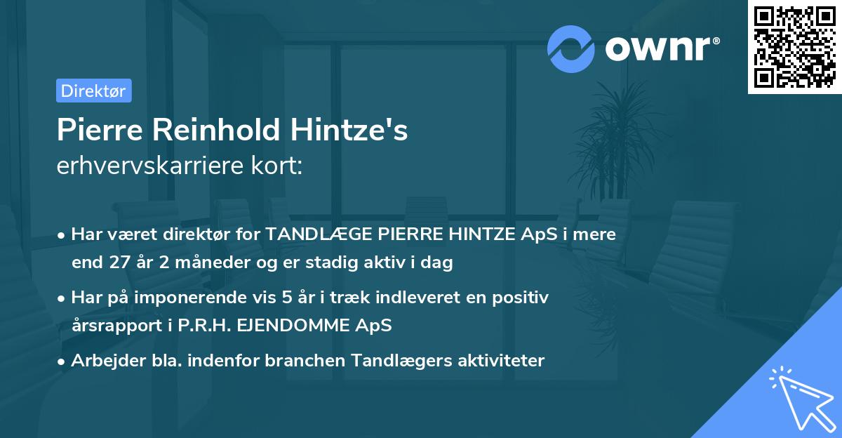 Pierre Reinhold Hintze's erhvervskarriere kort