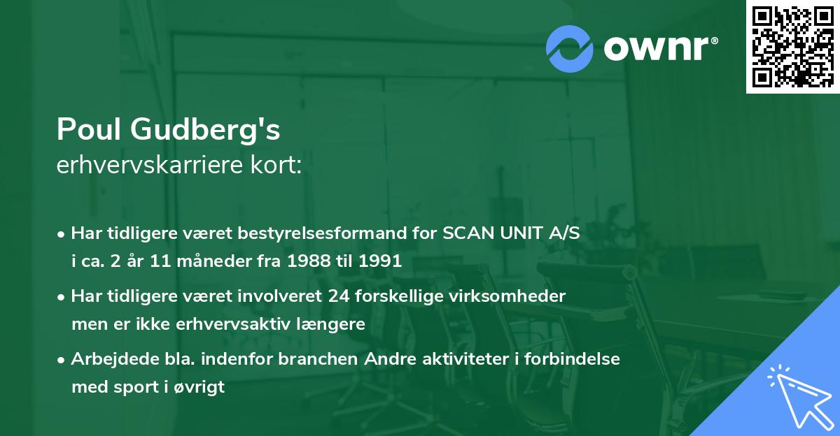 Poul Gudberg's erhvervskarriere kort