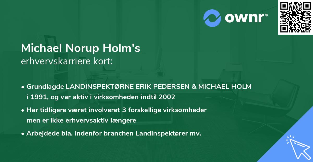 Michael Norup Holm's erhvervskarriere kort