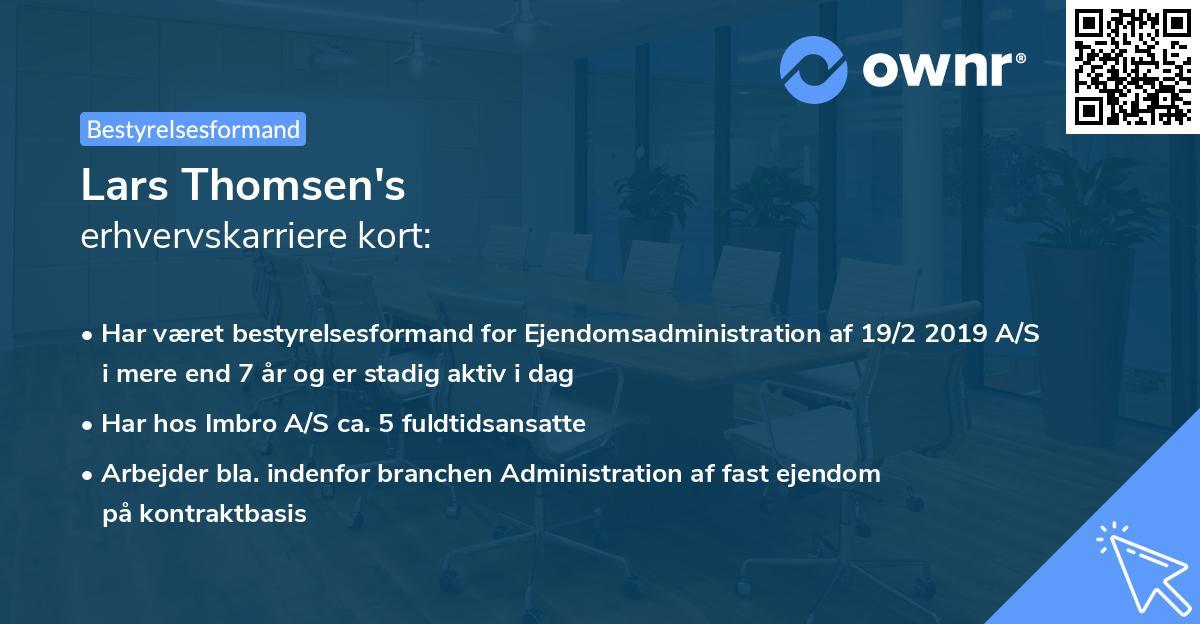 Lars Thomsen's erhvervskarriere kort