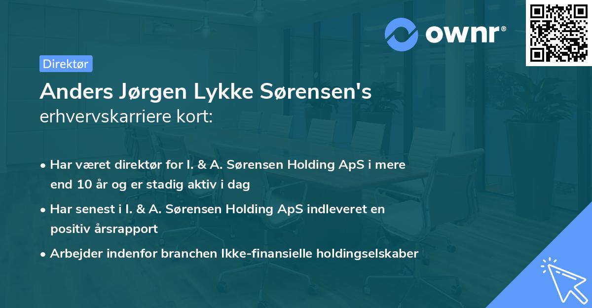 Anders Jørgen Lykke Sørensen's erhvervskarriere kort