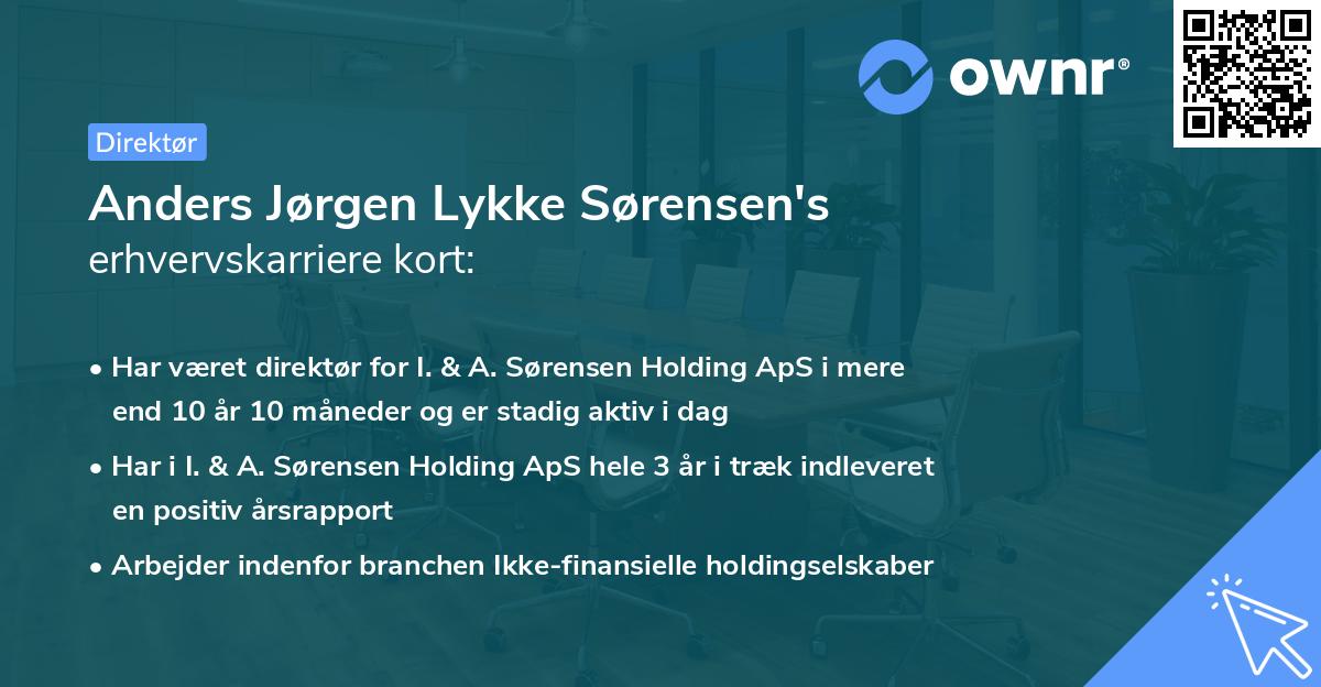 Anders Jørgen Lykke Sørensen's erhvervskarriere kort