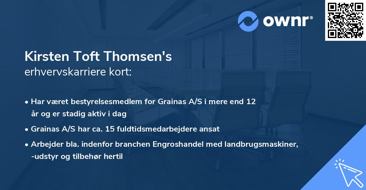 Kirsten Toft Thomsen's erhvervskarriere kort