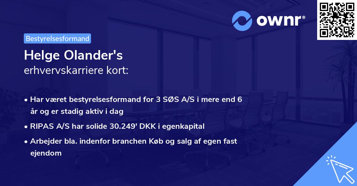 Helge Olander's erhvervskarriere kort