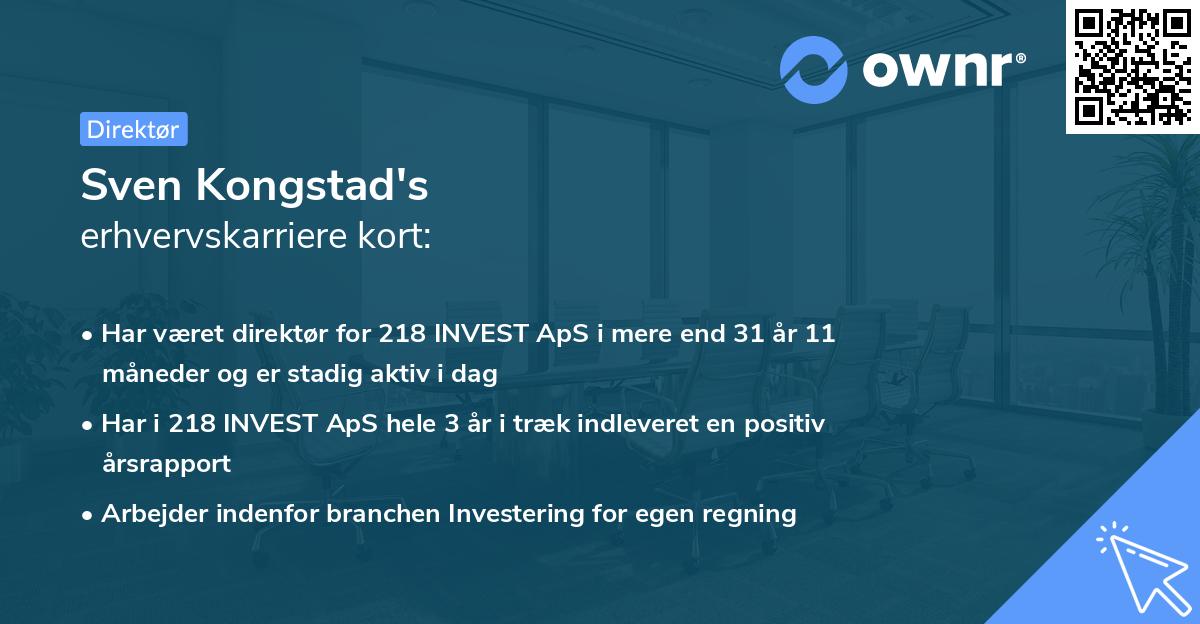 Sven Kongstad's erhvervskarriere kort