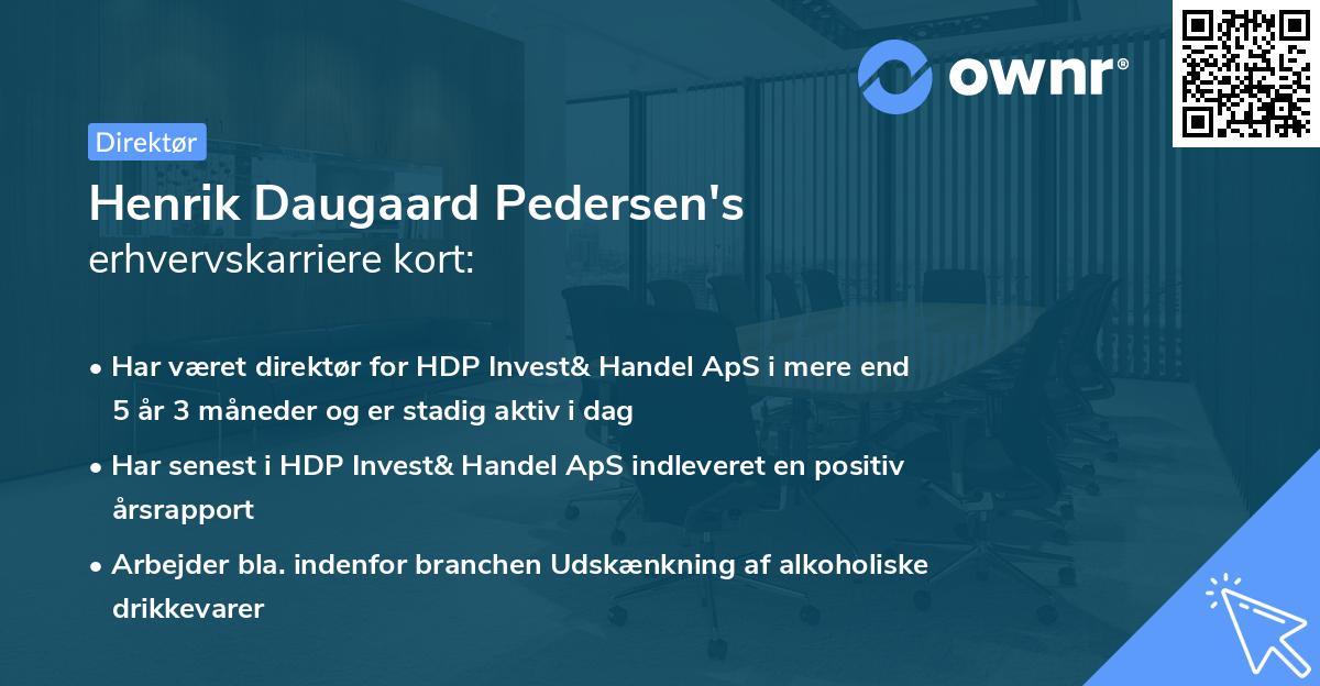 Henrik Daugaard Pedersen's erhvervskarriere kort