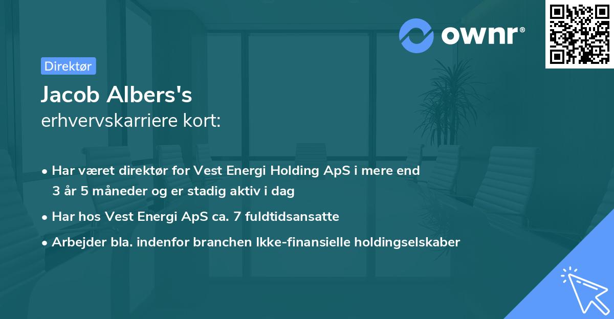 Jacob Albers's erhvervskarriere kort