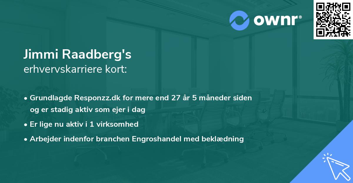 Jimmi Raadberg's erhvervskarriere kort