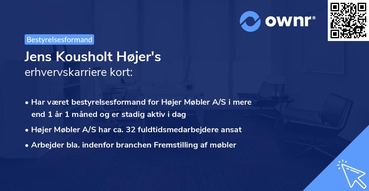 Jens Kousholt Højer's erhvervskarriere kort