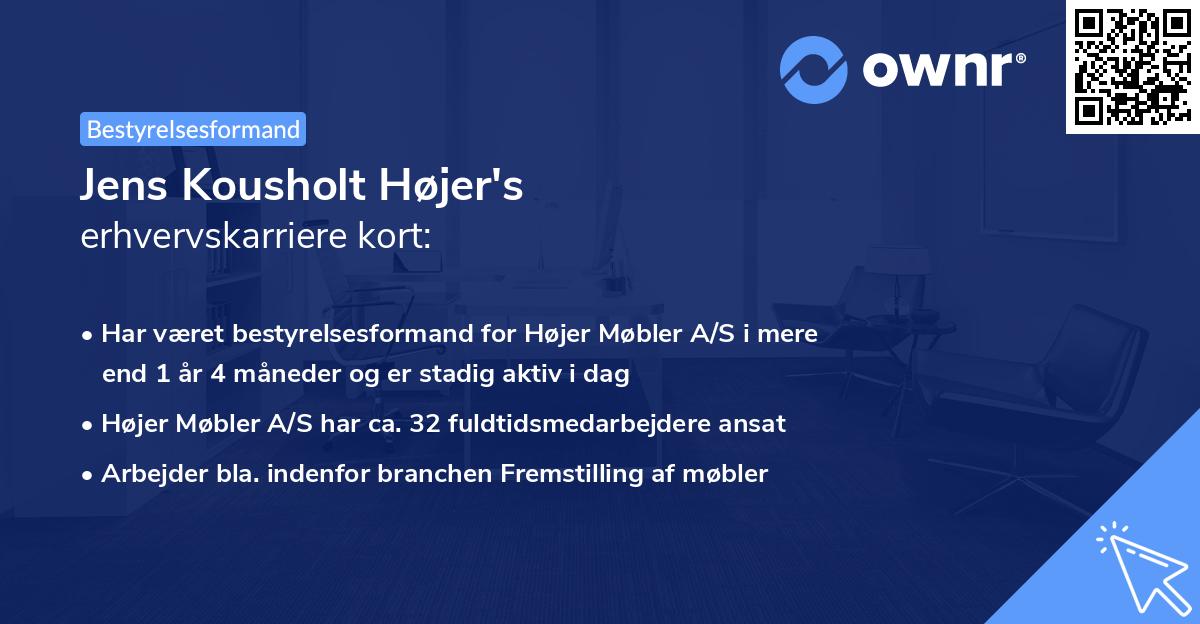 Jens Kousholt Højer's erhvervskarriere kort