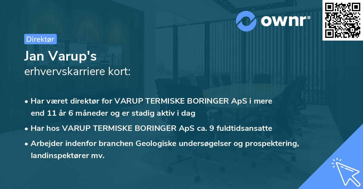 Jan Varup's erhvervskarriere kort