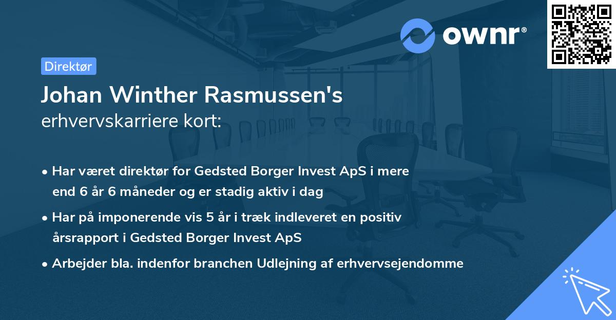 Johan Winther Rasmussen's erhvervskarriere kort