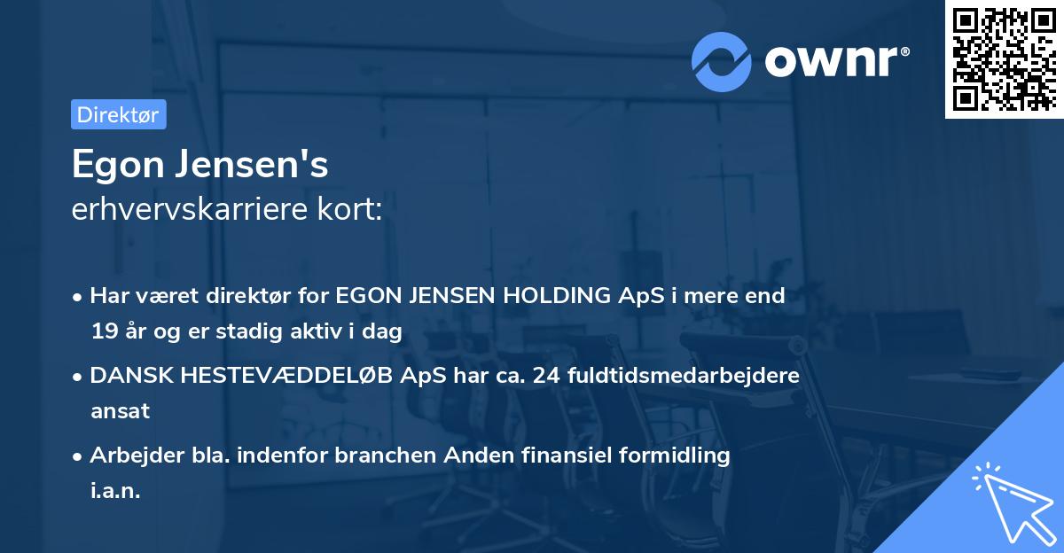 Egon Jensen's erhvervskarriere kort
