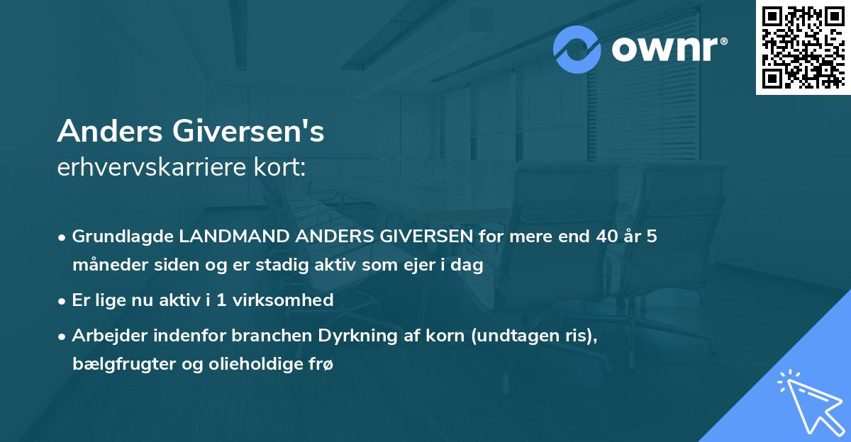 Anders Giversen's erhvervskarriere kort