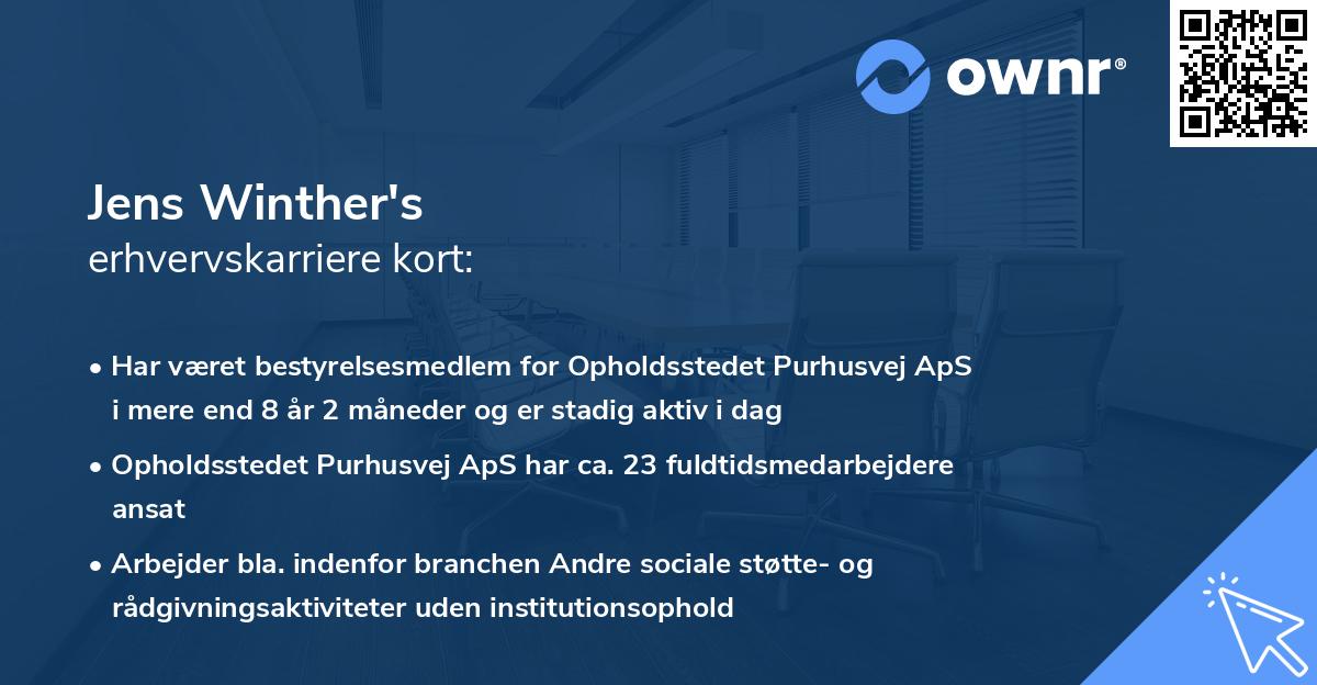 Jens Winther's erhvervskarriere kort