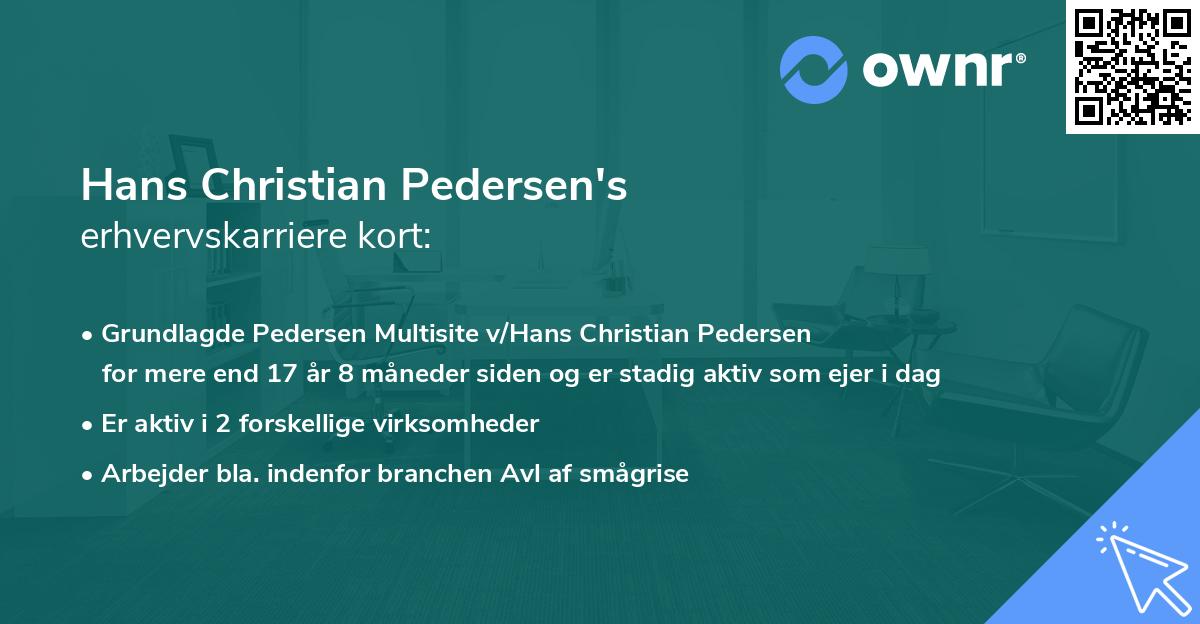 Hans Christian Pedersen's erhvervskarriere kort