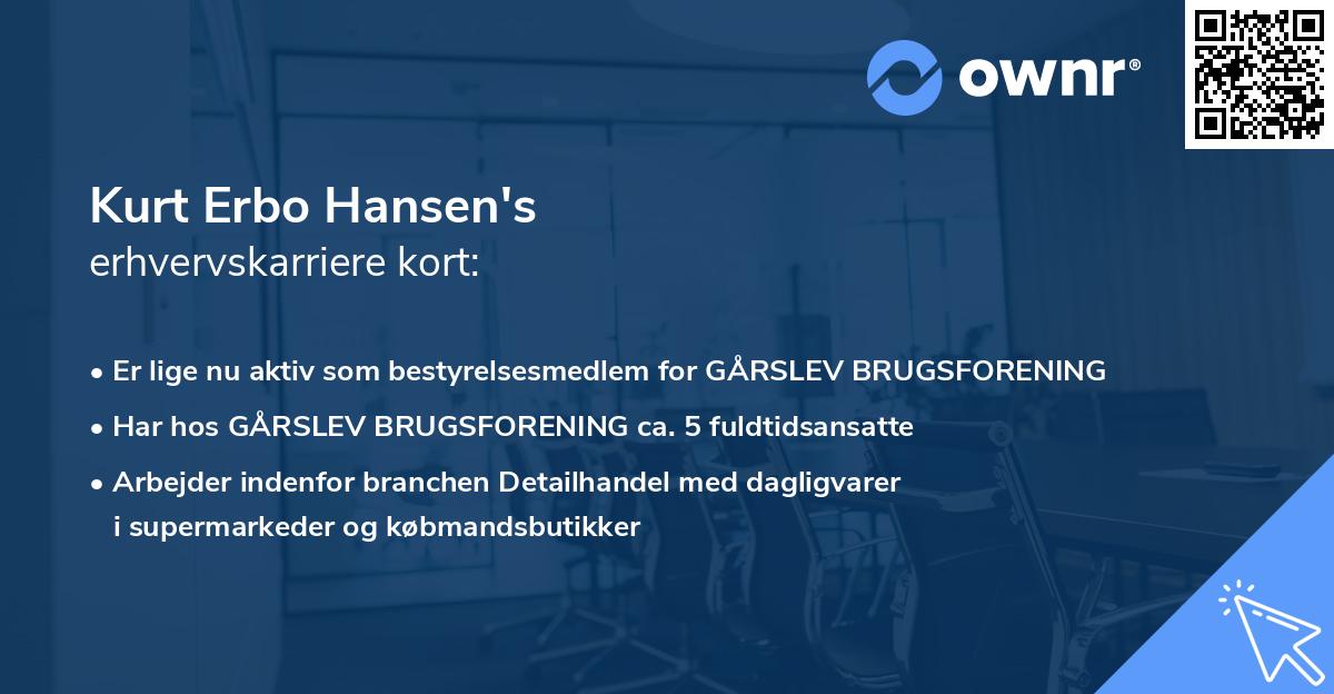 Kurt Erbo Hansen's erhvervskarriere kort