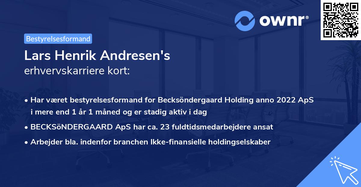 Lars Henrik Andresen's erhvervskarriere kort