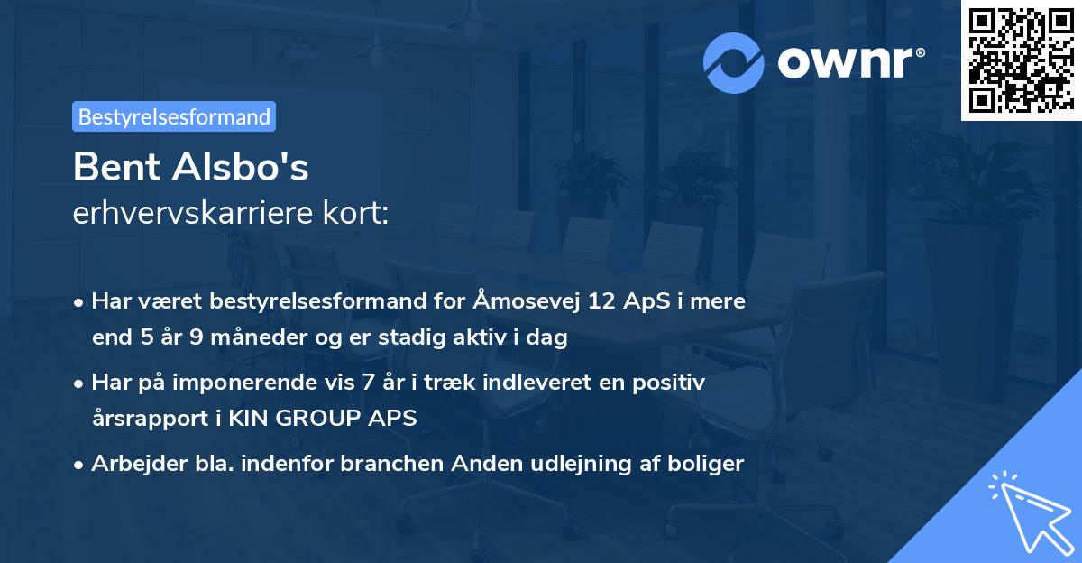 Bent Alsbo's erhvervskarriere kort
