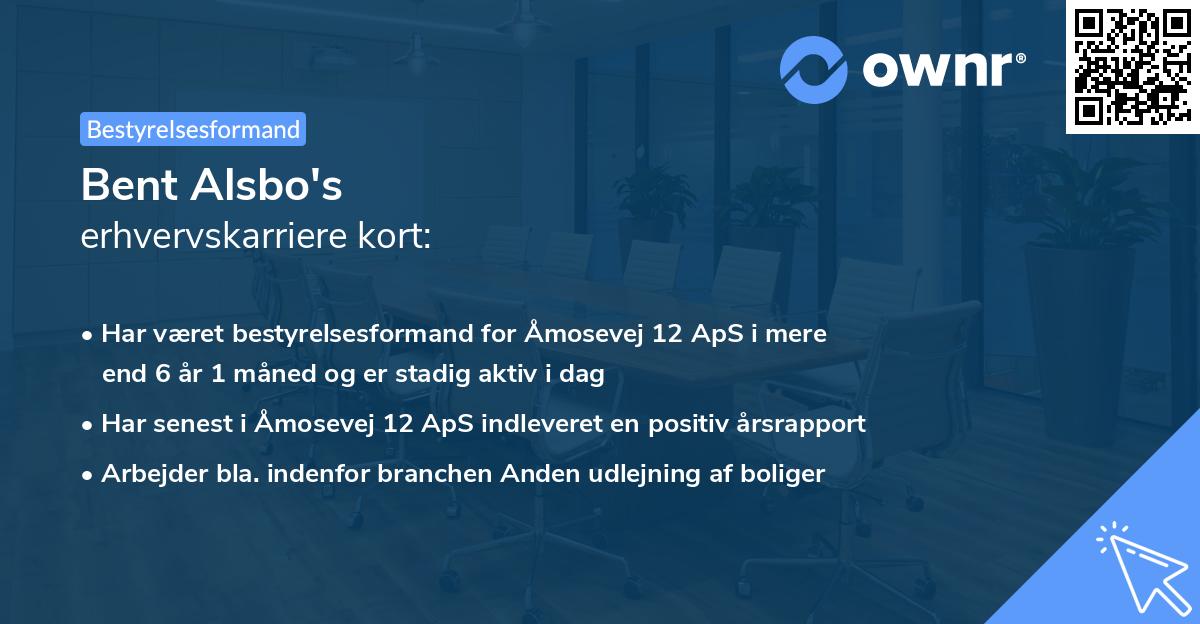 Bent Alsbo's erhvervskarriere kort