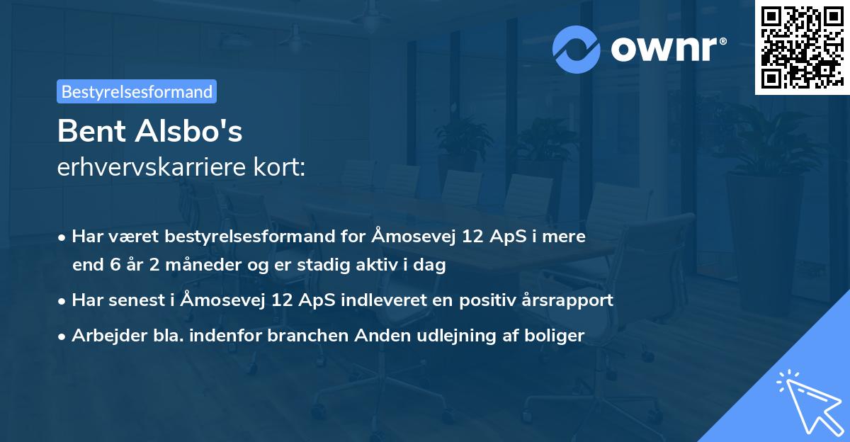 Bent Alsbo's erhvervskarriere kort