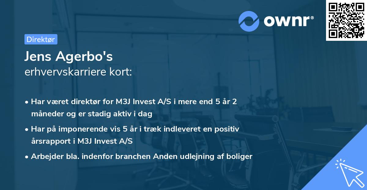 Jens Agerbo's erhvervskarriere kort