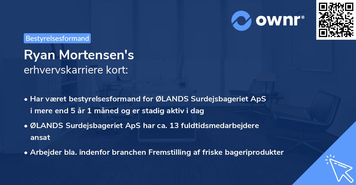 Ryan Mortensen's erhvervskarriere kort