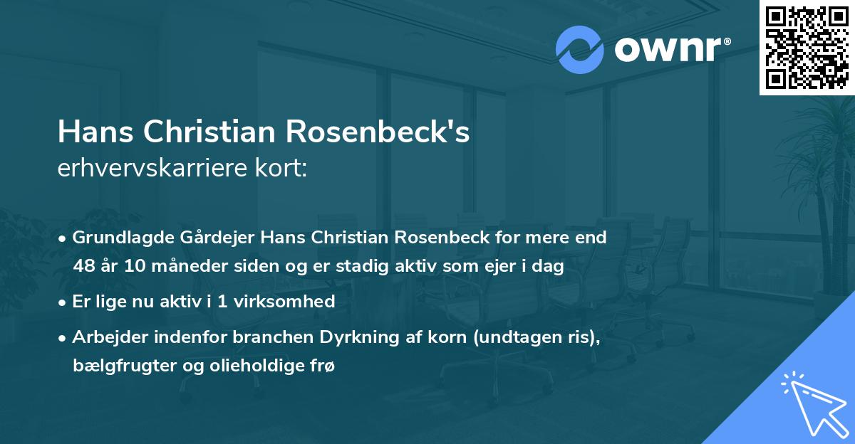 Hans Christian Rosenbeck's erhvervskarriere kort