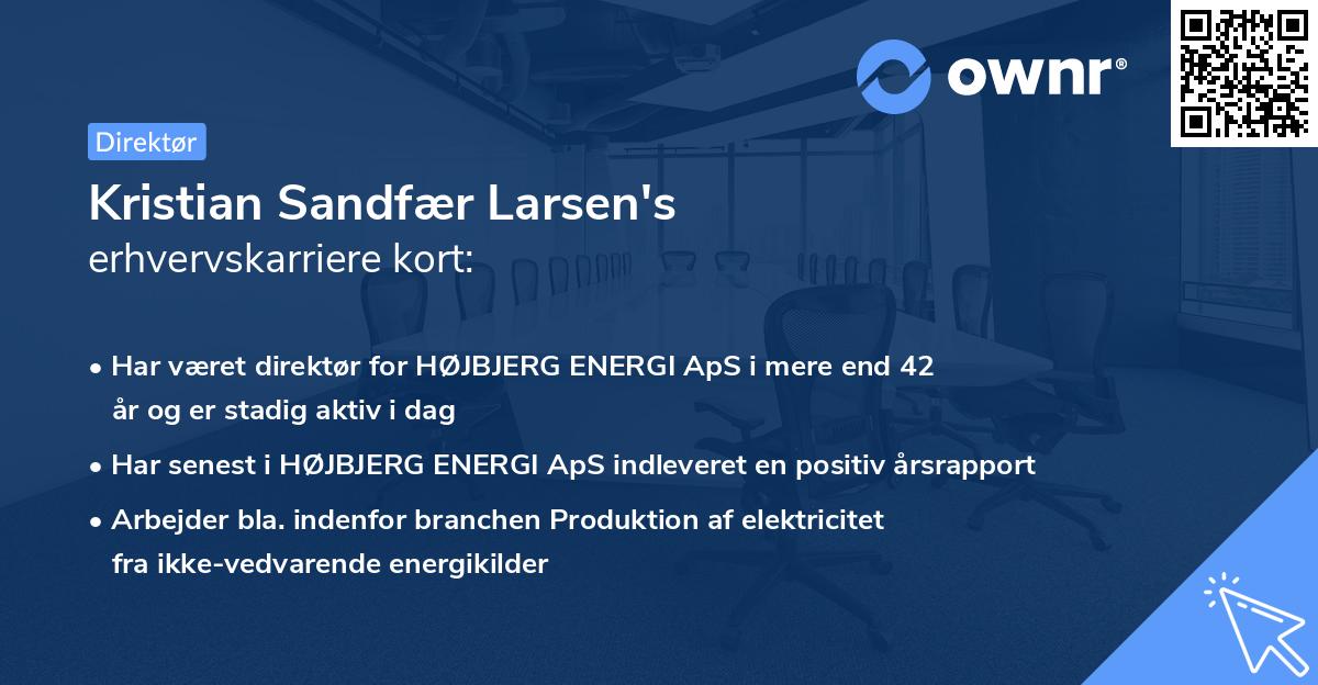 Kristian Sandfær Larsen's erhvervskarriere kort