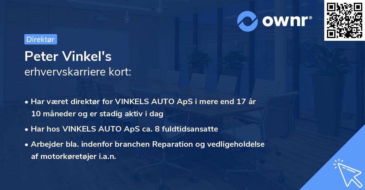 Peter Vinkel's erhvervskarriere kort