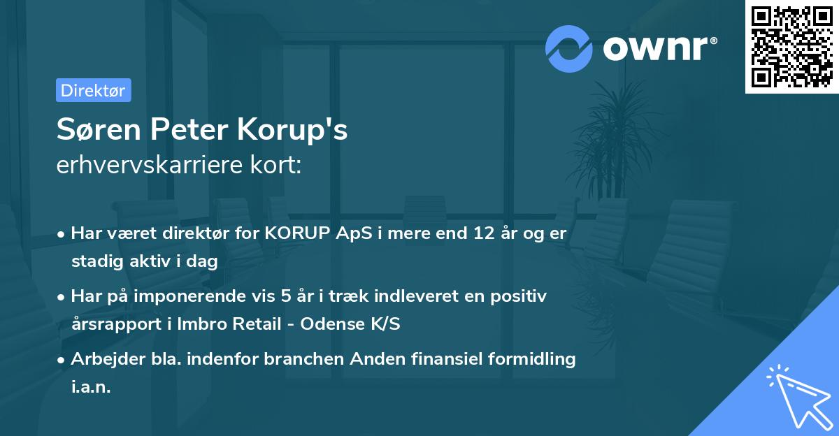 Søren Peter Korup's erhvervskarriere kort