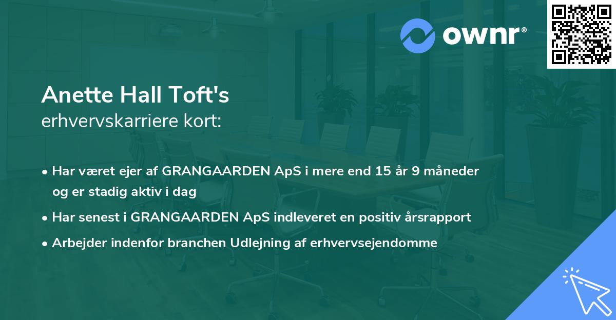 Anette Hall Toft's erhvervskarriere kort