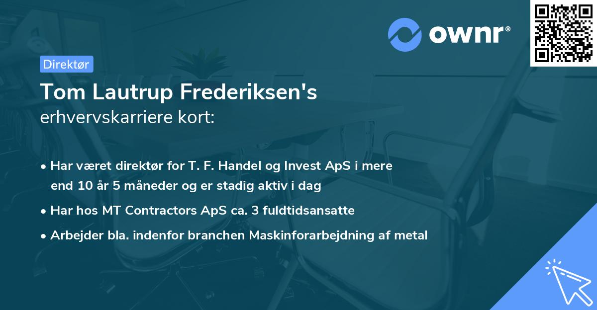 Tom Lautrup Frederiksen's erhvervskarriere kort