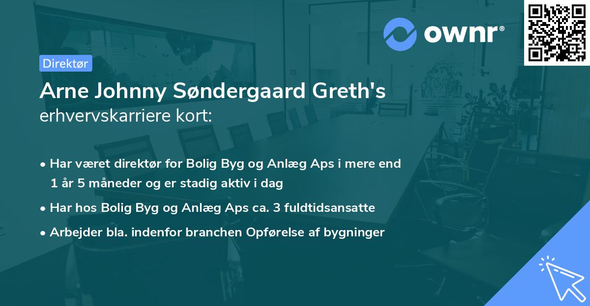 Arne Johnny Søndergaard Greth's erhvervskarriere kort