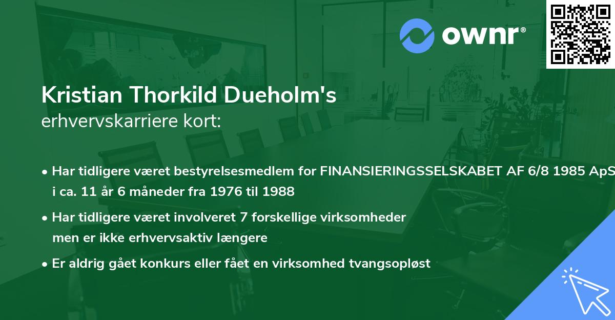 Kristian Thorkild Dueholm's erhvervskarriere kort