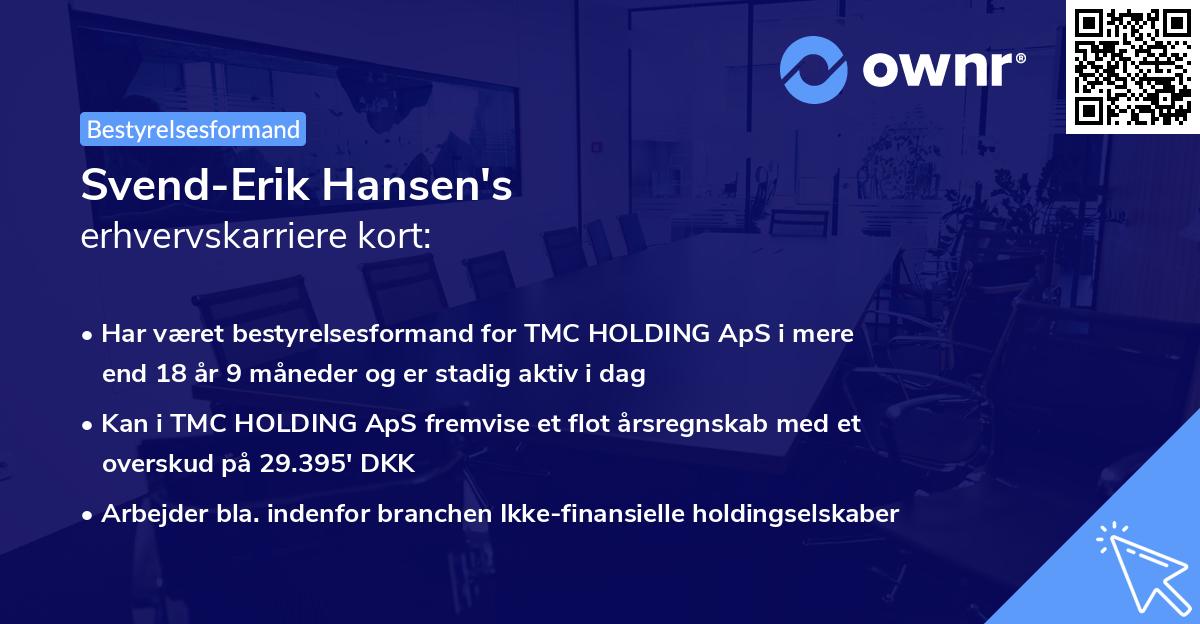 Svend-Erik Hansen's erhvervskarriere kort