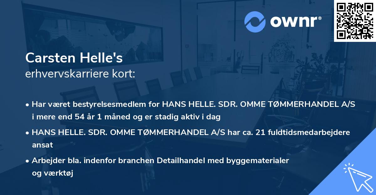 Carsten Helle's erhvervskarriere kort