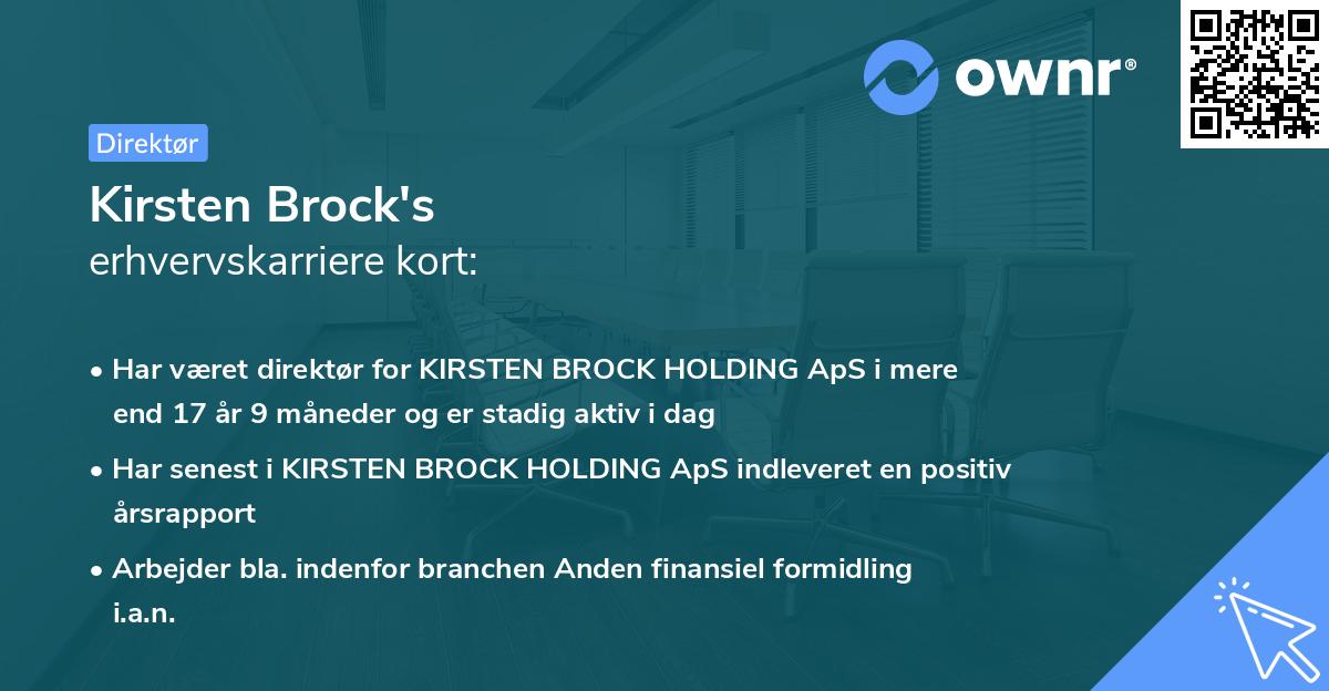 Kirsten Brock's erhvervskarriere kort