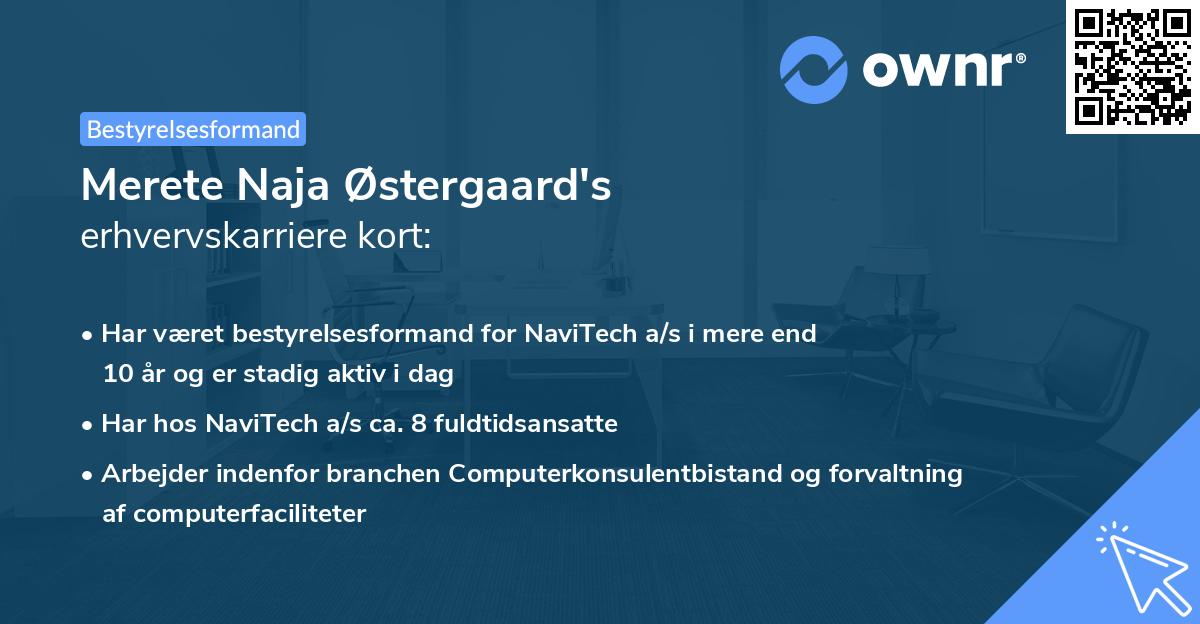Merete Naja Østergaard's erhvervskarriere kort