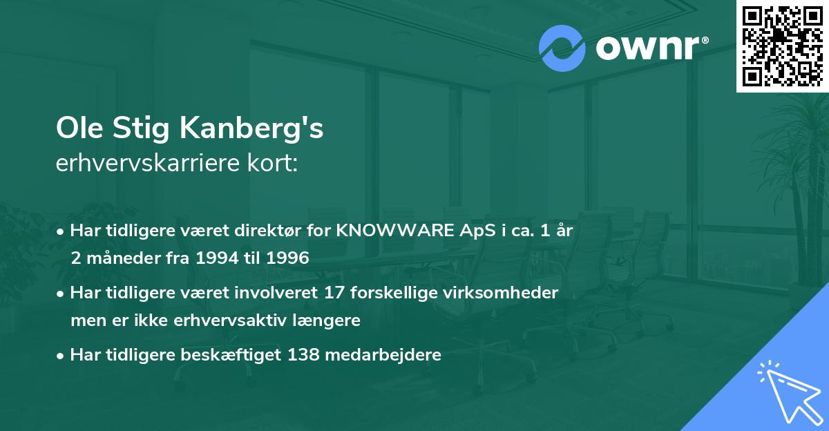 Ole Stig Kanberg's erhvervskarriere kort