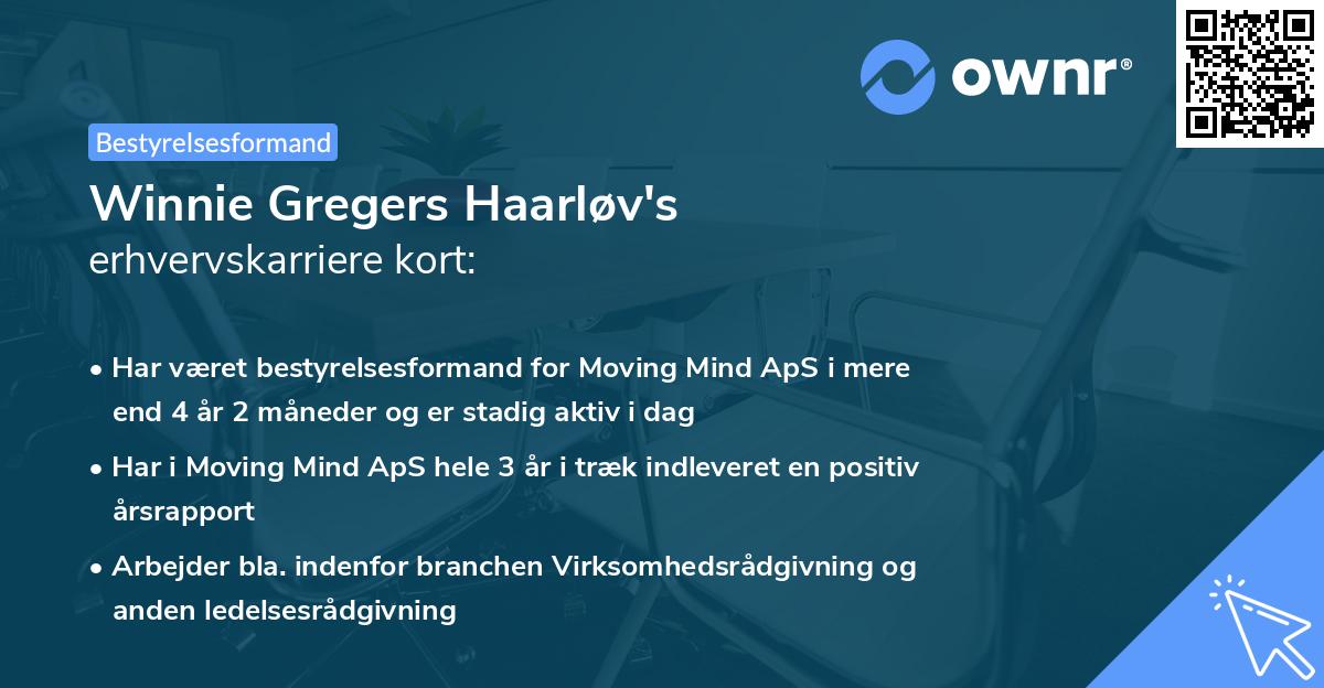 Winnie Gregers Haarløv's erhvervskarriere kort