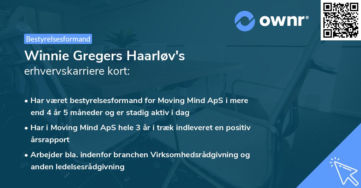 Winnie Gregers Haarløv's erhvervskarriere kort