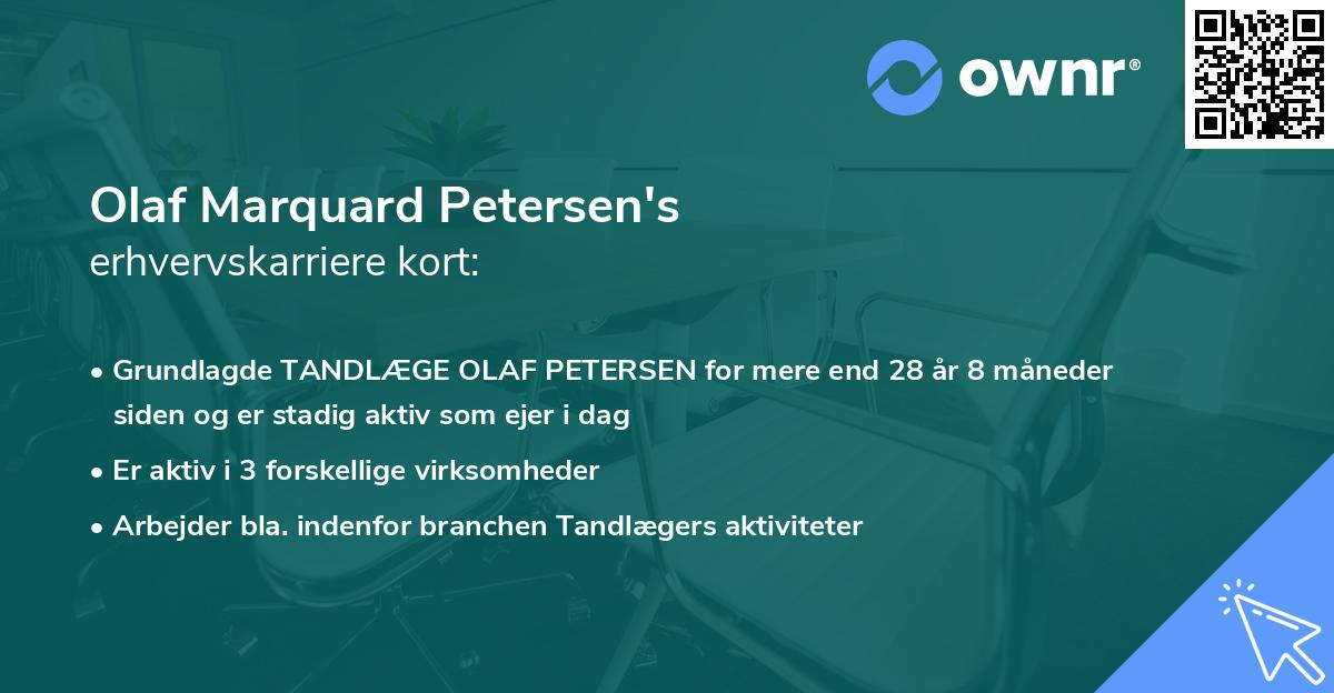 Olaf Marquard Petersen's erhvervskarriere kort