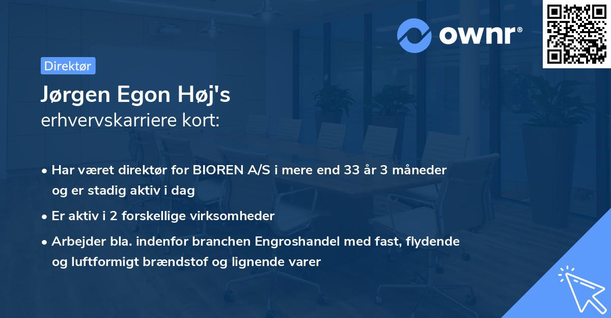 Jørgen Egon Høj's erhvervskarriere kort