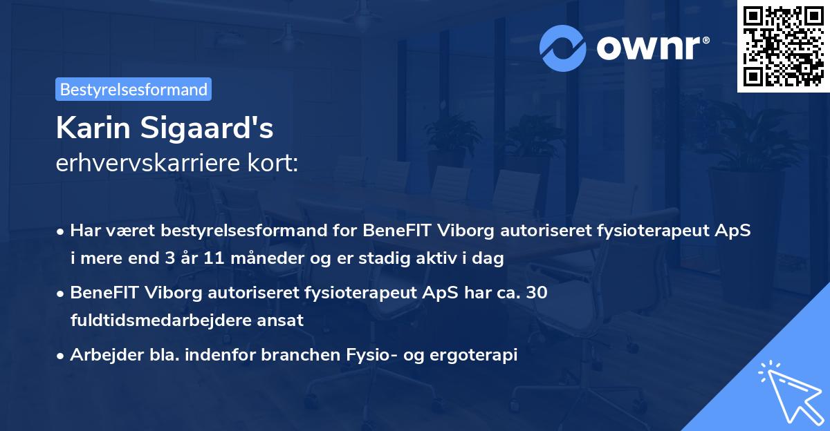Karin Sigaard's erhvervskarriere kort