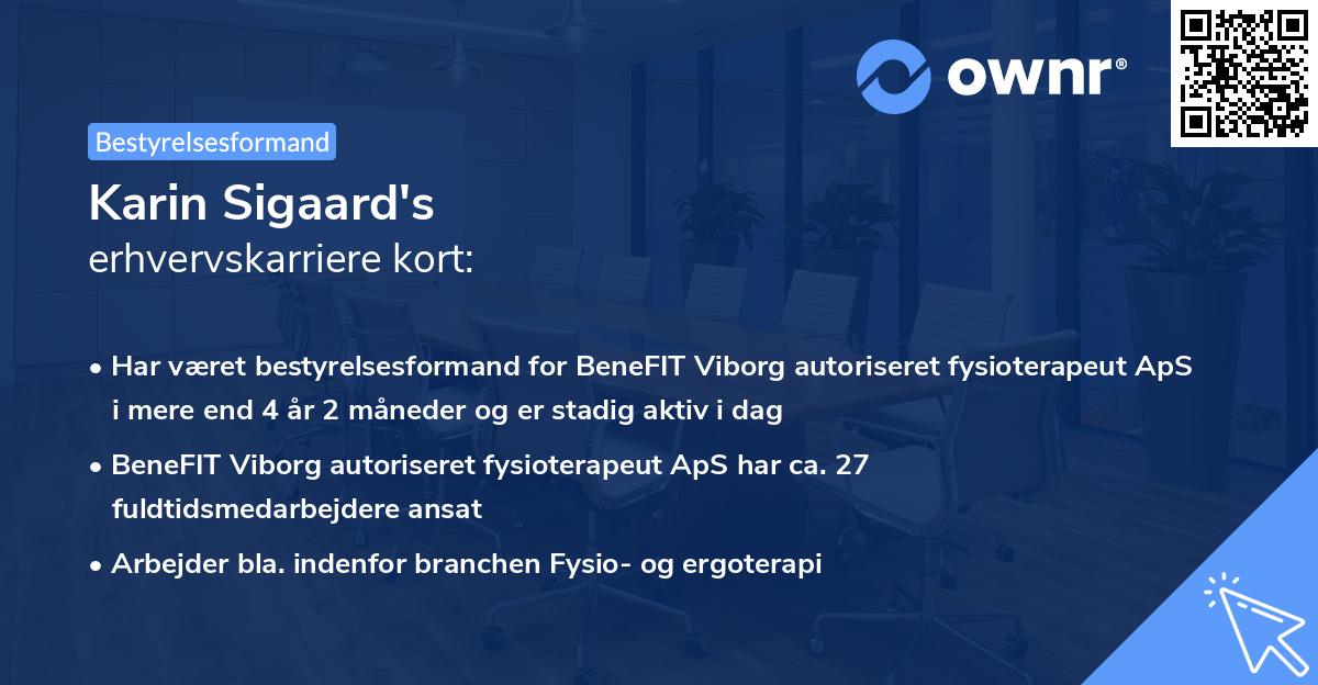 Karin Sigaard's erhvervskarriere kort