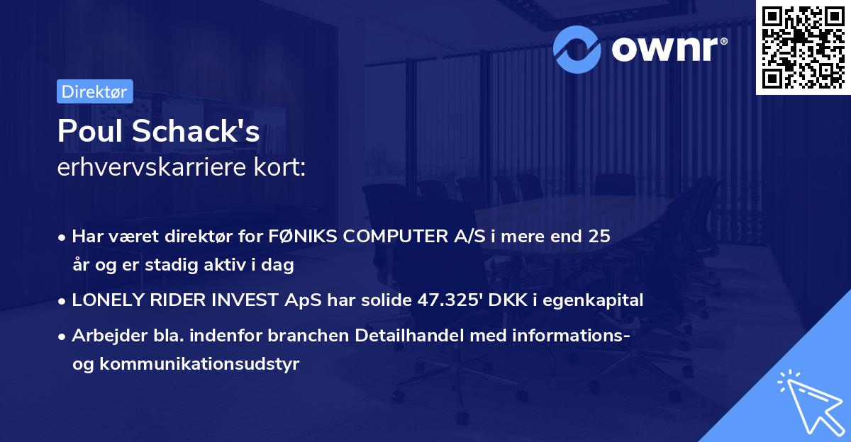 Poul Schack's erhvervskarriere kort