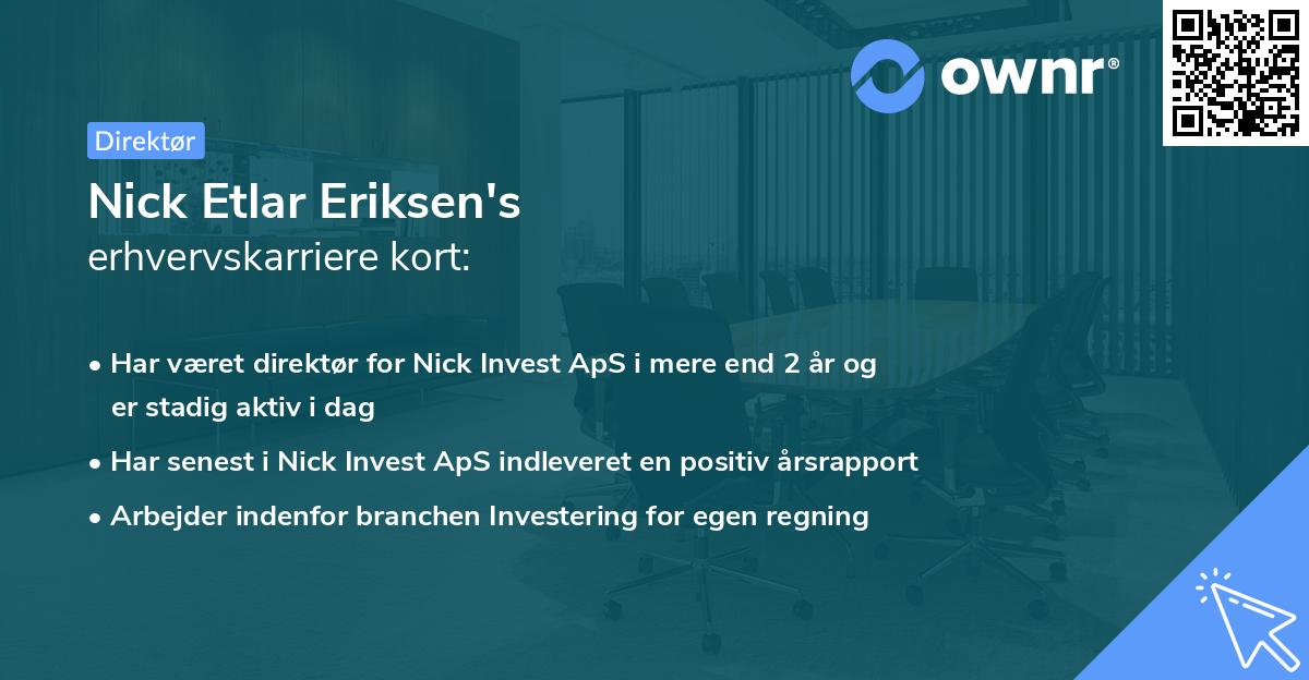 Nick Etlar Eriksen's erhvervskarriere kort