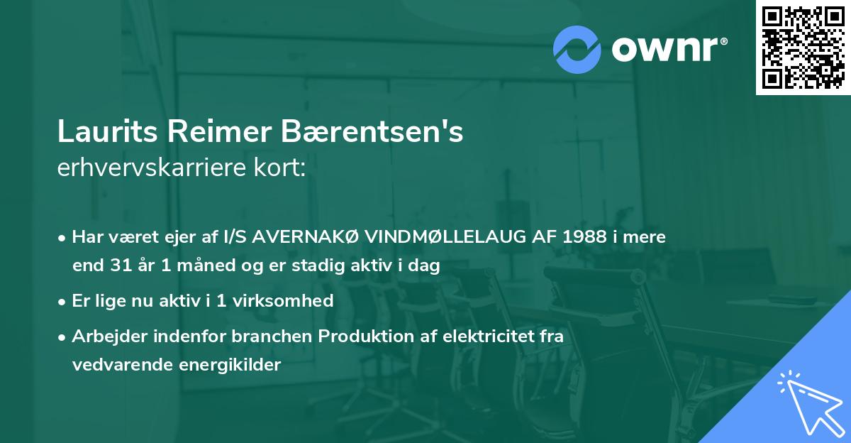 Laurits Reimer Bærentsen's erhvervskarriere kort